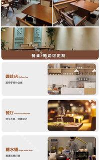 餐厅桌椅商用咖啡厅美式复古实木小圆桌快餐饮食堂面馆奶茶店桌子 60*60实木斜边方桌