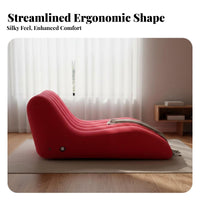 Oversized Inflatable Lazy Sofa Quick Setup S-Shaped Inflatable Lounger Skin-Friendly Material Flocked Inflate Sofa Indoor Outdoor Use for Students, Children, Bedroom, Living Room, Balcony, Backyard