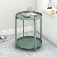 Multi-Purpose dual-level Round Drink Holder Stable Tripod Base Pedestal Drink Table Small Footprint Tea Stand Space-Saving for Mahjong participants, Game fans, Apartment Dwellers, Living Room, Next to Sofa, Bedroom, Balcony
