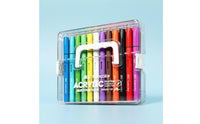 Direct-Liquid 12-Color Acrylic Marker Set Rainbow Colors Brush Tip Acrylic Markers Handle Marker Set in Case Latch Closures