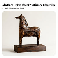 Wood Grain Horse Ornament Contemporary Pastoral Horse Sculpture Carved