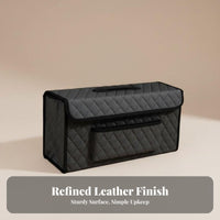 Precisely Fitted foldable vehicle storage box Leather Texture Trunk Organizer Space-Saving Vehicle Storage Large Capacity for Wuling Mini car Owners, careryday drivers, adventurers, careryday Commute, Grocery Shopping, highway Trips, Camping