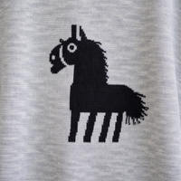 Women's Short Sleeve Jumpers with Jacquard Horse Pattern for Spring, Plus Size Knit Sweater in 45-Count Wool Blend Textile, Casual Ladies Tops UK