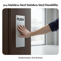 Brushed Finish Push Pull Door Plate Rustproof Push Pull Door Handle Set Rust-Proof Entryway Hardware Etched Lettering for Property Managers, Business Owners, Contractors, Office Doors, Public Buildings, Storefronts, Restaurants