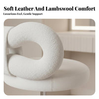 Adjustable Height Round plush rotate Stool Modern Design Vanity Chair Upholstered Seat Indoor Seating Sturdy Construction for Women, Makeup lovers, Adults, Bedroom, changing area, Closet