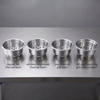 Stainless Steel Charcoal Grill Basin for BBQ Restaurants - Various Sizes