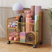 Rolling Wire Storage Trolley Grid-styleGrid Sports Equipment Trolley Sports Gear Trolley Multi-Section Metal Storage Stand