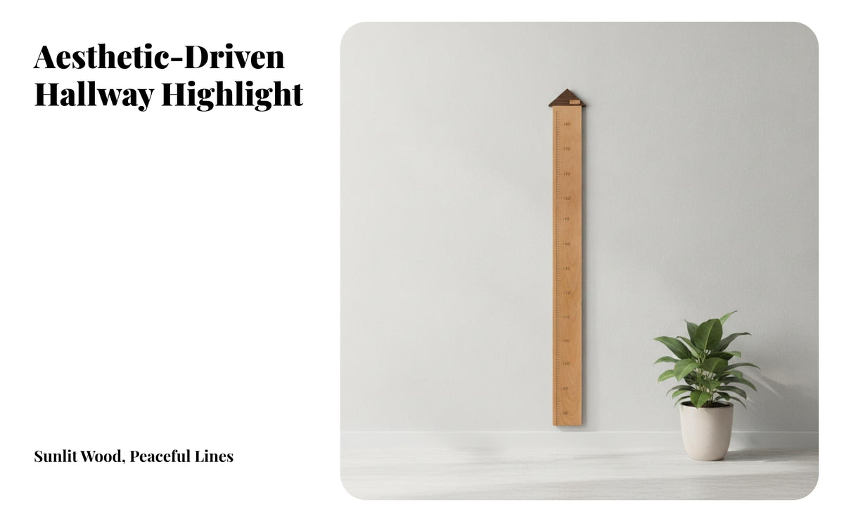 Decorative Wooden Height Ruler | Wooden Growth Chart, House-Shaped Top, Height Chart, for Nursery