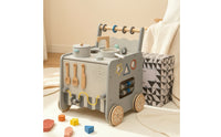 Toy Kitchen Cart Educational Rolling Play Cart Child Wooden Play Kitchen for Young Children, Playroom