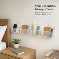 Wall-Mounted Storage Basket Shelf for Dormitory Bedsides, Punch-Free Organizer