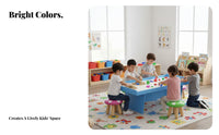 Multi-Functional Design Multifunctional Kids Activity Table Easy to Clean Childrens Building Block Table Raised Border Toddler Furniture Set with Storage Rounded Corners for Preschoolers, Toddlers, Educators, Daycare Center, Kindergarten, Classroom
