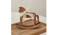 Rocking Horse Ornament with Ribbon Vintage Wooden Rocking Horse Carved Decor for Tabletop, Bookshelf, Coffee Shop