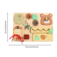 Natural Wood Child-Led Learning Busy Board Sensory Wooden Busy Board Interactive Toy Safe for Children, Home, Preschool