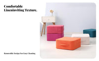 Removable and Washable Square Floor Cushion Linen Material Tatami Seat Cushion Natural Material for Living Room, Bedroom, Bay Window
