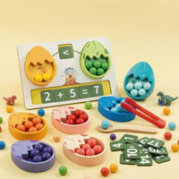 Dinosaur Egg-Shaped Counting Toy Fine Motor Skills Wooden Counting Toy Number Matching Eggs Color Sorting Wooden Number Eggs