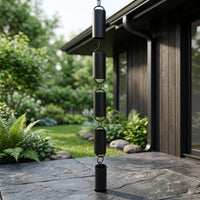 Rain Chain Decorative Rain Chain with Cylindrical Cups Downspout Replacement Aluminum Alloy Gutter Accessory Black