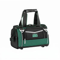 Multiple Pockets Tool Bag Zippered Front Pocket Heavy Duty Tool Bag Shoulder Strap Utility Storage Contrast Trim