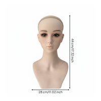 Hairpiece Display Head PVC Female Model Head with Makeup Lifelike Features for Cosmetologists, Studio