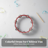 Educational Tunable Tambourine Compact Size Headed Tambourine Crisp Sound Percussion Instrument Even Burrsmooth Finish for Music Beginners, Musicians, Classroom Setting, Performance, Dance Class, Party