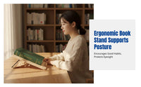 Reading Stand, Adjustable Wooden Book Rack, Ergonomic Writing Board, Posture Support for Students, Adults, Educators