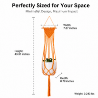 Macrame Plant Hanger 20x110cm, Handmade Hanging Planter, Nordic Design Hanging Basket for Indoor Outdoor Home Decor