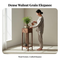 Dense Wood Construction Pedestal Plant Stand with Drawer Modern Chinese Design 2-Tier Plant Stand Freestanding Flower Pot Holder Multi-Purpose for Apartment Dwellers, Interior Designers, Living Room, Balcony, Bedroom, Entryway