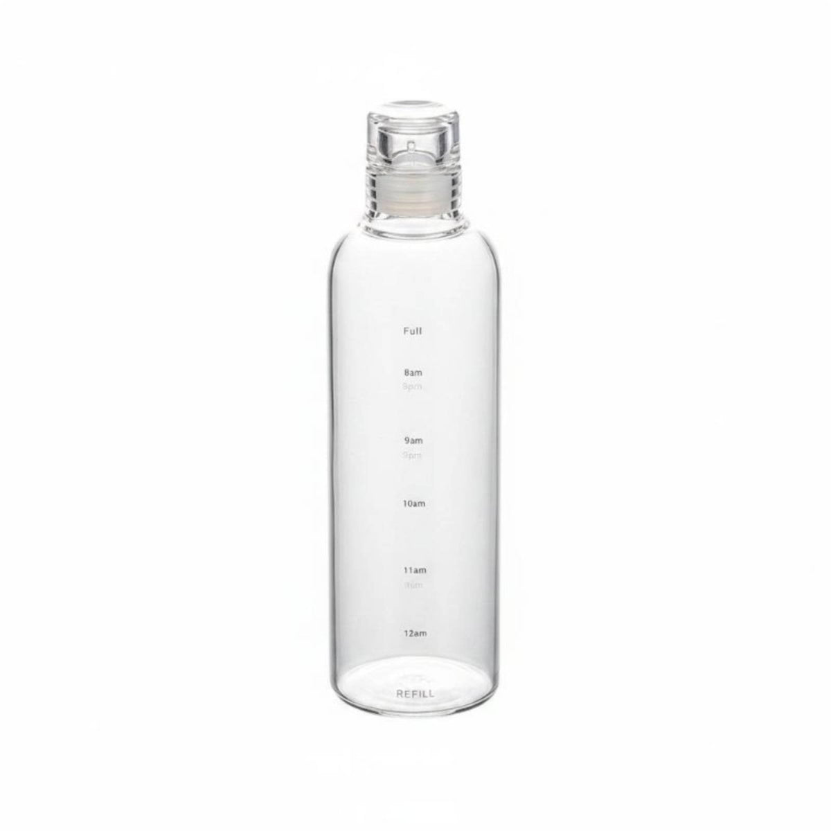 Heat and Cold Resistant Time Marked Water Bottle Leak Proof Portable Glass Drinking Bottle Minimalist Design for Office, Travel, Gym