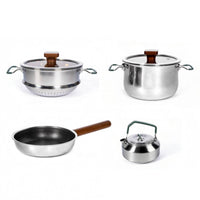 4 Pieces Camping Cookware Kit Resistant Camping Pot Set Outdoor Use Portable Cooktop Cookware for Campers