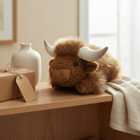 Lying Highland Bovine Stuffed Soft Highland Cow Stuffed Highland Cow Stuffed Toy Fuzzy Realistic Design for Children