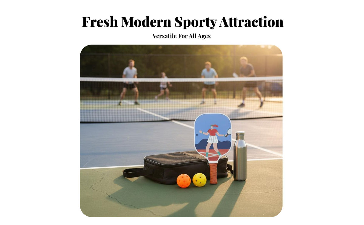Pickleball Paddle Lightweight Fiberglass Pickleball Racket Sports Equipment Anti-Slip Grip Includes Carry Bag for Outdoor