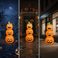 Halloween Inflatable Pumpkin Air-Blown Halloween Inflatable with Built-in Fan Jack-O'-Lantern Decoration Stacked Easy Setup
