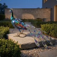 Solar Peacock Statue LED Lights Peacock Yard Light Weather Resistant for Balcony