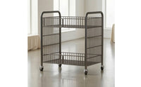 Folding Utility Cart with Wheels Foldable Two Tier Rolling Cart Space Saving for Vendors, Snack Counters