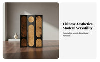 Foldable Design Bamboo Pattern Folding Screen Freestanding Room Divider Portable Privacy Partition Easy Setup for Interior Designers, Apartment Dwellers, Business Owners, Bedroom, Office, Hotel, Restaurant
