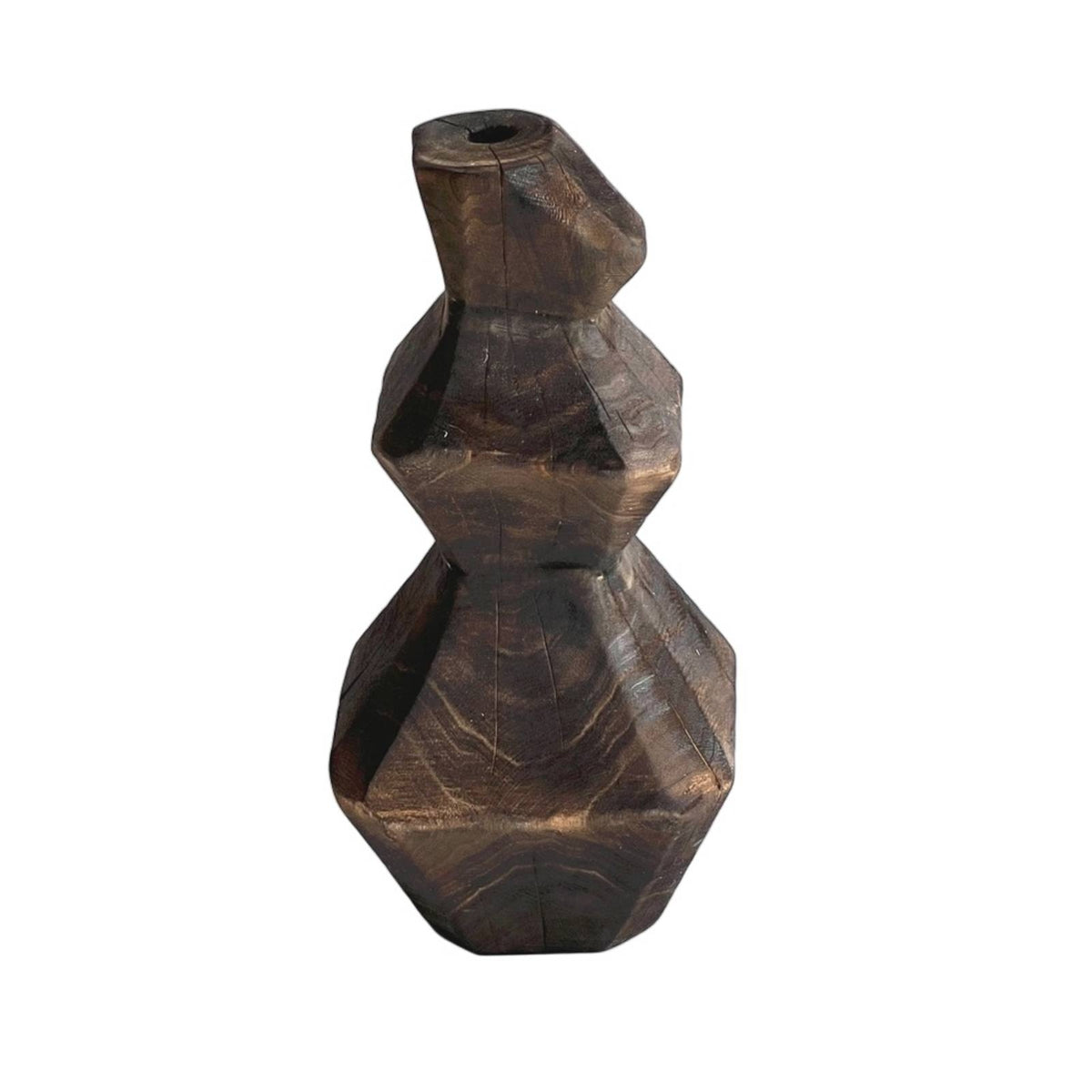 Wood Vase Geometric Wooden Vase Abstract Vessel for Shelf