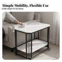 Minimalist design 2-Tier Utility Cart Mobile with casters 2-Tier Rolling C-Table Modern Design Home Furniture Space-Saving for Apartment Dwellers, Homeowners, Office Workers, Living Room, Small Spaces, Bedroom, Balcony