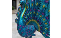 Metal Peacock Statue Weather-Resistant Avian Garden Sculpture Statue Colorful Outdoor Decor for Balcony