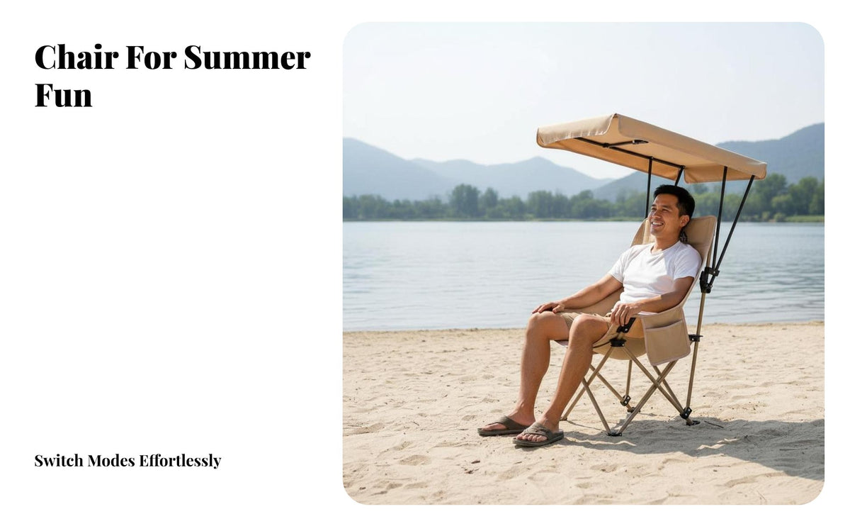 Protection Outdoor Moon Chair Easy Setup Portable Sunshade Chair Ergonomic Design Stable Frame for Fishers, Beachgoers, Sports Spectators, Fishing, Picnic, Backyard, Tailgating