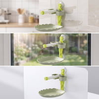 Easy-to-Mount Suction Cup Bird Stand with Tray Textured Pet Supply Compact for Parrots, Budgies, Smooth Surfaces