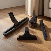 4 Pieces Black Plastic Vacuum Brush Attachment Kit Wide Bristle Edge Vacuum Nozzle Kit Round Bristles Floor Brush Attachment Slim for Textile Surfaces, Narrow Gaps, Corner Cleaning