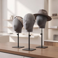 Adjustable Head Display Form textileCovered Hat Display with Metal Stand Easy to Assemble Manikin Head with Square Base Heavy Duty for Closet Organization