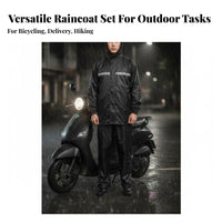 Motorcycle Rain Suit High Visibility 2-Piece Motorcycle Rain Suit Windproof Waterproof Jacket and Pants Set for Commuters, Men, Camping, Fishing, Road