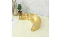 Iron Tray with Openwork Sidewalls Decorative Crescent Tray Platter Tabletop Metal for Table Decoration, Home Decor