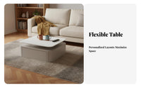 Minimalist Design 2-Tier Rotating Coffee Table rotate Top Rotating two-leveltwo-two-level Table Space-Saving Living Room Furniture Modern and design for Small Apartment Dwellers, homeowners, Adults, Lounge Area, Office