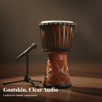 Goatskin Head Carved Goblet Drum Rope Tuned Carved Wooden Djembe Ready to Play Percussion Instrument Single-Piece Body for Performers, Percussionists, Stage Performance, Live Performances, Cultural Events, Recording Studios