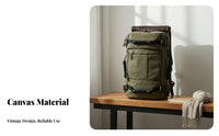 Wear-Resistant Vintage Canvas Backpack Heavy Duty Large Capacity Rucksack Breathable Padded Straps for Travelers, Students