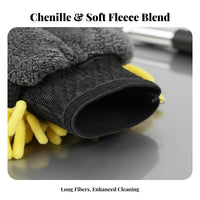 Thickened Chenille Car Cleaning Glove High Absorbency Waterproof Chenille Wash Glove Scratch-Safe for DIY Detailers, Homeowners, Driveway