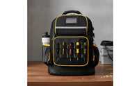 Multiple Pockets Heavy Duty Tool Backpack Laptop Compartment Tool Organizer Backpack USB Charging Port Breathable Padded Back for Mechanics