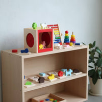 Sensory Box with Shapes Educational Guessing Box Fine Motor Wooden Shape Sorter Cube for Young Children, Kids, Playroom, Preschool, Homeschooling