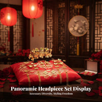 Chinese Bridal Headdress Set Intricate Design Dragon Crown and Hairpin Set Chinese Wedding Crown Gold Plated for Tea Ceremony